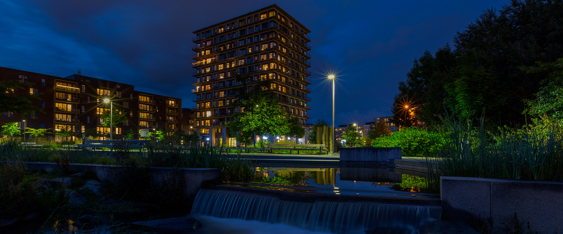 éclairage urbain du parc public d'Oslo