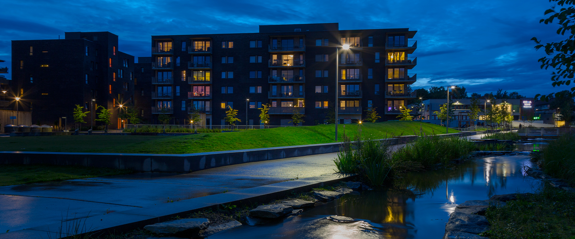 éclairage urbain du parc public d'Oslo